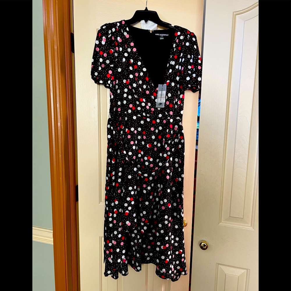 Karl lagerfeld Paris printed faux wrap dress